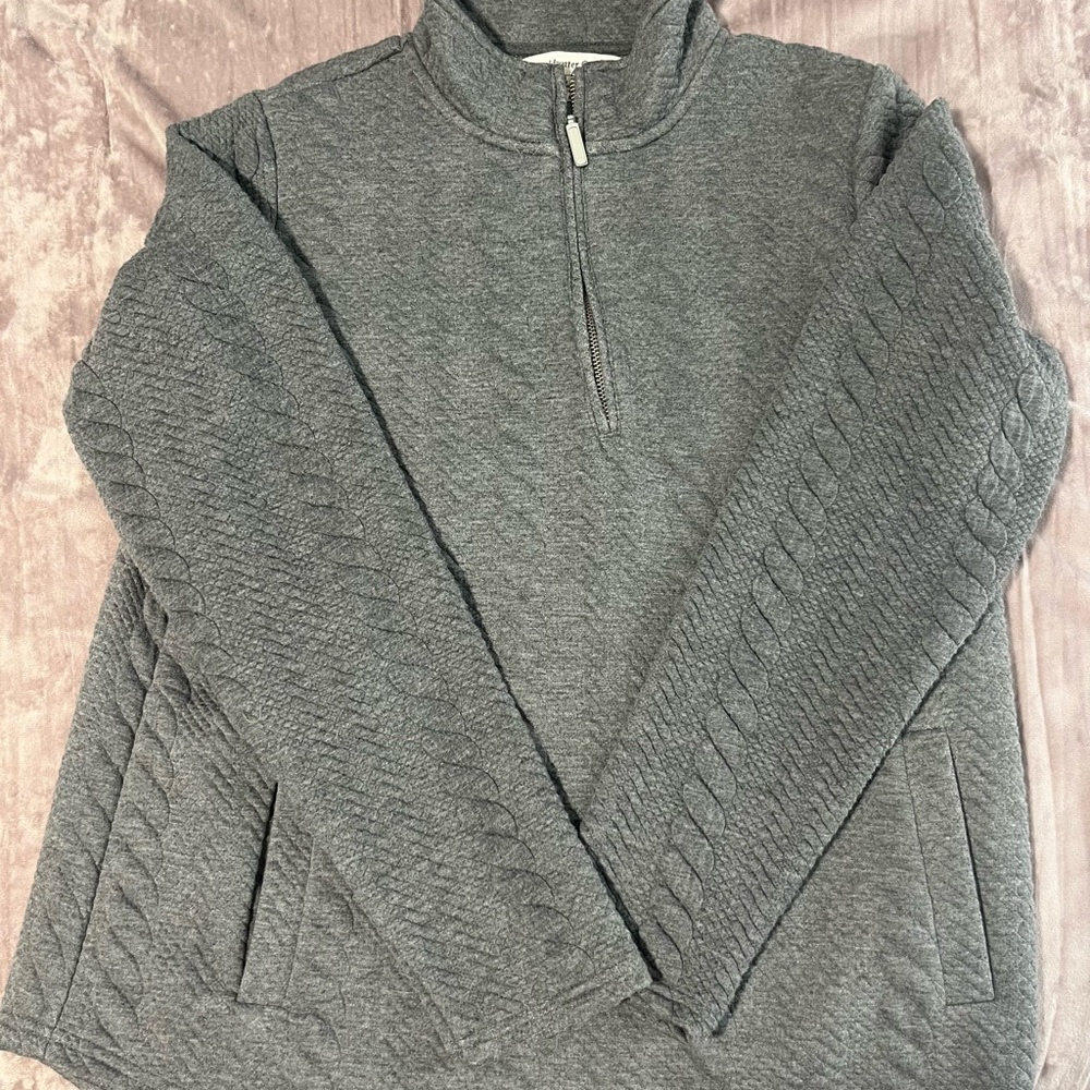 Gray Quarter-Zip Sweatshirt with Textured Pattern